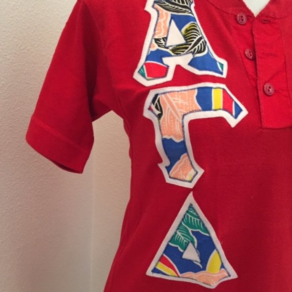 Vintage Alpha Gamma Delta Letter Henley Top - Picture 2 of 6